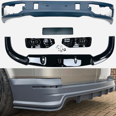 T5.1 TL-RS Rear Bumper & Sportline Lower Spoiler With Gloss Black Splitter