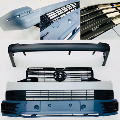 T6 Front & Rear Primed Bumpers Lower Spoiler Gloss Black Grilles Tailgate 15
