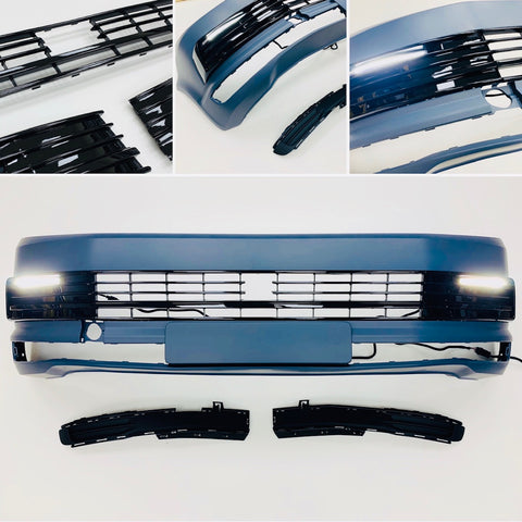 T6 Front Bumper Primed Gloss Black Drl Kit Radar Transporter 15 On
