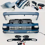 T6 Front And Rear Bumper Primed Gloss Black Radar Drl & Grilles Fog Tailgate