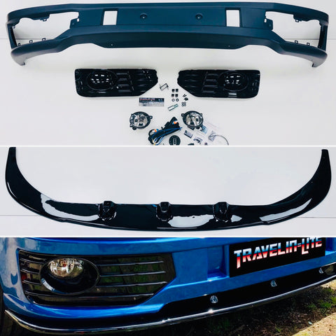 T5.1 Sportline Lower Spoiler Gloss Black Splitter & Led Fog Light Kit