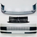 T6 Front & Rear Smooth Primed Bumpers & Gloss Black Grille 15 Onwards NEW