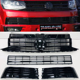 T6 Gloss Black Upper & Lower Grilles With Badge 2015 Onwards NEW