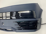 T6 Front Bumper With Sportline Lower Spoiler (Smooth Primed) & Gloss Black DRL Kit