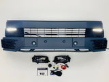 VW T6 Front Bumper Sportline Lower Spoiler Gloss Black DRL Kit & Led Fog Kit