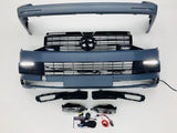 T6 Front And Rear Bumper Primed Gloss Black Drl & Grilles Led Fog Kit