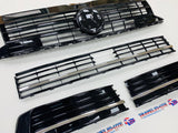 T6 Gloss Black Upper & Lower Grilles With Chrome Trims Radar Sensor Hole NEW
