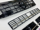 T6 Gloss Black Upper & Lower Grilles With Chrome Trims Radar Sensor Hole NEW