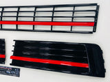 T6 Gloss Black Lower Grille With Covers & Red Styling Trims 15 Onwards NEW