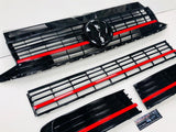 T6 Gloss Black Upper & Lower Grilles Red Styling Trim With Badge 2015 Onwards