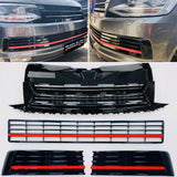 T6 Transporter Badgeless Grille & Lower Grilles Gloss Black With Red Trims