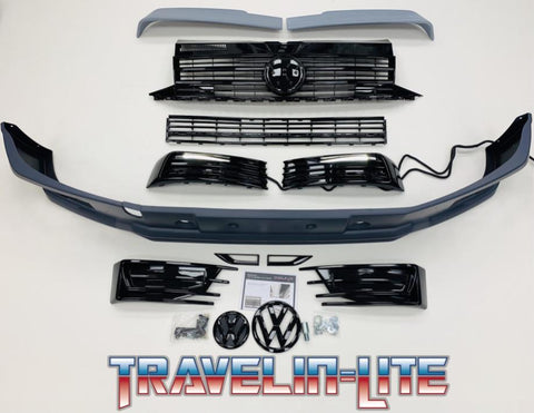 T6 Sportline Lower Spoiler, Gloss Black Upper Lower Grilles DRL, Twin Spoiler