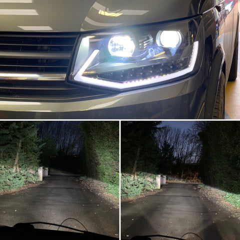 T6 LED headlight bulb package (H11 & H1) for use with aftermarket DRL headlights only