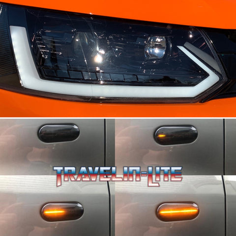 VW T5.1 Light bar headlights with dynamic indicators (Includes smoked Dynamic indicators)