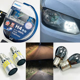 Caddy MK3 Headlights Upgrade Kit DRL Bulbs Philips Racing Vision GT200 H4 & Chrome Indicator Bulbs