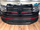 T6 Front grille gloss black & badge upper and lower red trims