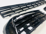 T6 Gloss Black Upper & Lower Grilles With Light Bar DRL Kit 15 Onwards NEW