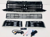 T6 Gloss Black Upper & Lower Grilles With Light Bar DRL Kit 15 Onwards NEW