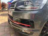 T6 Transporter Badgeless Grille & Lower Grilles Gloss Black With Red Trims