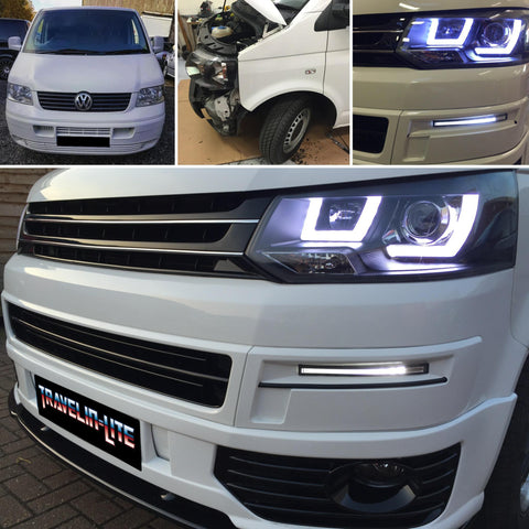 T5 To T5.1 Premium Facelift Kit (Light Bar Headlights, Badgeless Grille, Splitter)