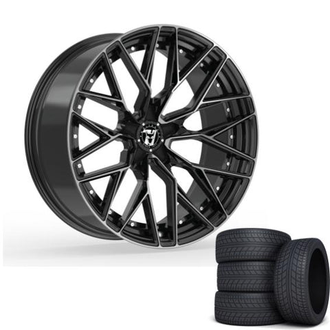 Wolfrace 71 Wolfsburg GTR Custom 20" Wheels & Tyres .  Black & Polished