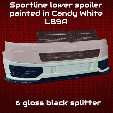 T5.1 Sportline Lower Spoiler Painted Candy White & Gloss Black Splitter