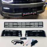 T6 Lower Grille & Light Bar Drl Kit Painted Gloss Black 15 Onwards NEW
