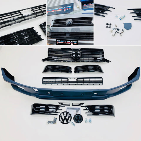 T6 Sportline Lower Spoiler Grille Radar Lower Grilles Gloss Black Transporter