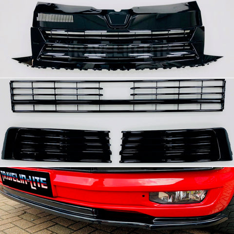 T6 Badgeless Grille Lower Grilles Splitter Gloss Black Radar Transporter