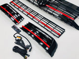 T6 Gloss Black Upper & Lower Grilles Red Trims With Light Bar DRL Kit 15 Onwards