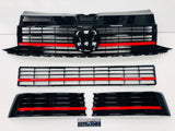 T6 Gloss Black Upper & Lower Grilles Red Styling Trim With Badge 2015 Onwards