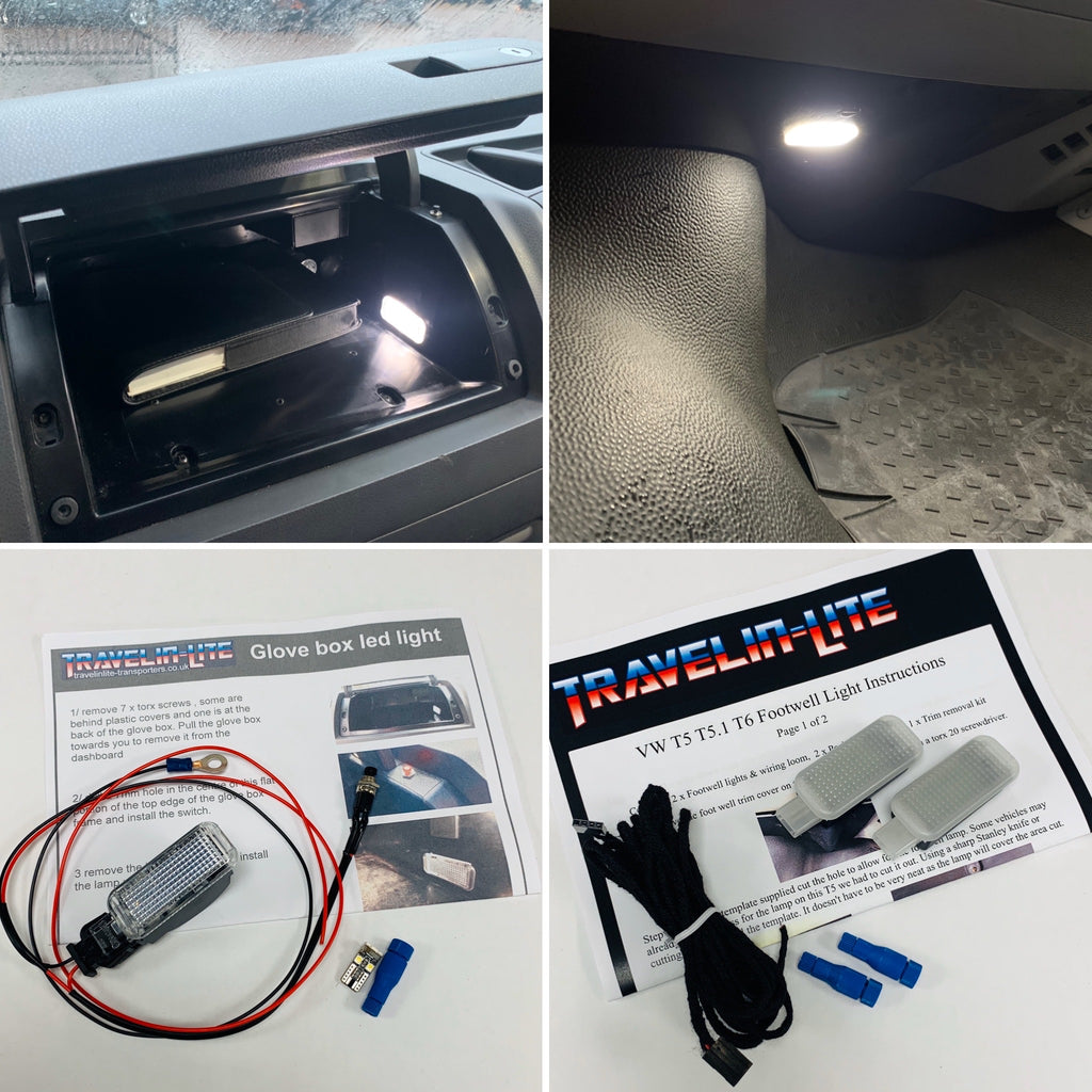 VW T5 T5.1 T6 Footwell & Glove Box LED lights – Travelin-Lite