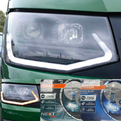 T6 LED DRL Headlights V3 Black Edition (Osram Blue intense bulbs H7 & H1)