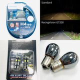 T5 03-09 Headlight Bulb Upgrade Kit Philips Racing Vision GT200 H4, Chrome Indicator Bulbs & LED Sidelight Bulbs