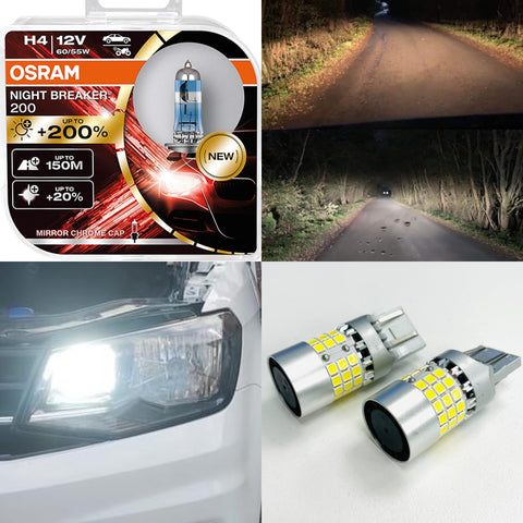 Caddy MK4 15-20 H4 Osram Night Breaker 200 & LED DRL Headlight Upgrade –  Travelin-Lite