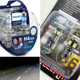 T5 03-09 Headlight Bulb Upgrade Kit Philips Racing Vision GT200 H4, Chrome Indicator Bulbs & LED Sidelight Bulbs