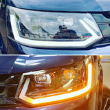 VW T5.1 DRL headlights with dynamic side indicators and full led headlight bulbs